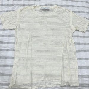 IRO Ivory Cotton Sheer Stripe T Shirt, Size S (Unisex shirt but Men’s sizing)